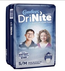 17 count Comfees DriNite Juniors Youth Pants Size S/M 38-65+ Lbs