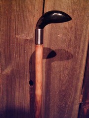 walking stick Buffalo Horn handle stainless steel collar maple shaft MADE IN USA