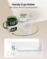 Marsail 2816 Overbed Table Wheels And 360 Cup Holder Height-Adjustable