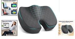 Large Grey Memory Foam Sitting Pillow – Ideal for Office, Travel & Pain Relief