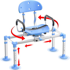 550Lbs Heavy Duty Sliding Shower Chair Tub Transfer Bench with 360° Swivel Seat,
