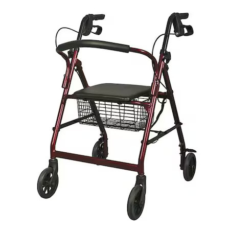 First Voice Mds86850e Rollator, 250 Lb, Black/Red, 35″ H