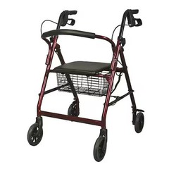 First Voice Mds86850e Rollator, 250 Lb, Black/Red, 35″ H