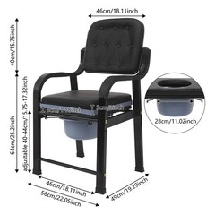 250kg/551lb Heavy Duty Bedside Commode Chair Seniors Adults Elderly Toilet Chair