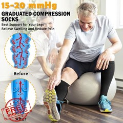 CASMON 2 Pairs Black+beige Compression Socks L-XL