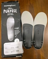 Superfeet All-Purpose Support Low Arch Insoles Size C Black M 5.5- 7 | W 6.5 – 8