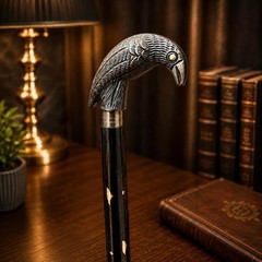Raven Handle Walking Cane, Gothic Mobility Stick, Decorative Support Staff, Vint