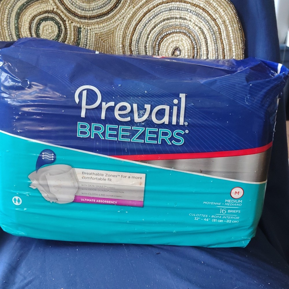 lot of 10 Prevail Breezers Ultimate Absorbency Briefs, Medium, 16-Count