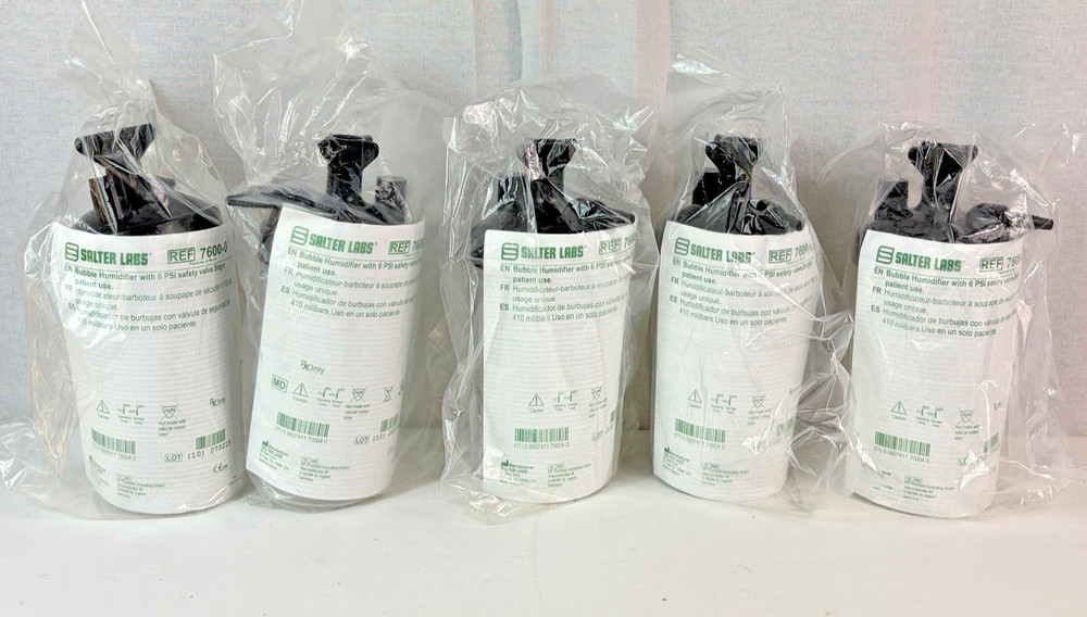 Lot of 5 Salter Labs Bubble Humidifiers w/ Lids #7600-0 – SEALED / NEW !!