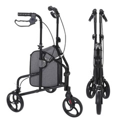 Mobility 3 Wheel Upright Walker 14Lb Foldable Rollator Tri Scooter for Seniors