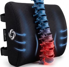 Lumbar Support Pillow for Office Chair & Car – Memory Foam Back Cushion, Improve