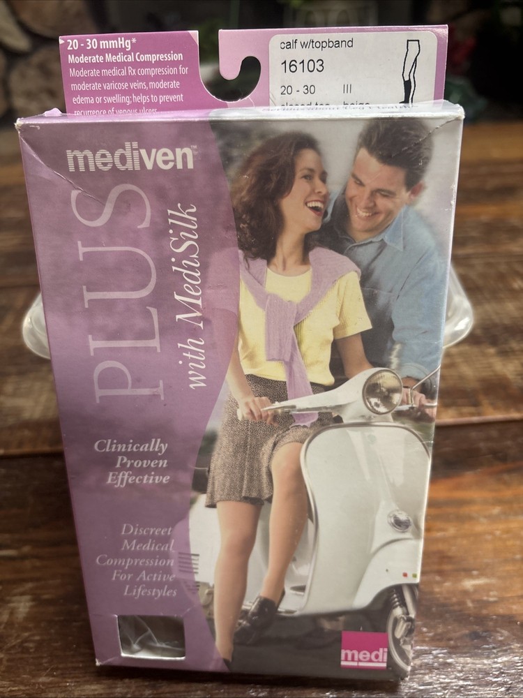 Mediven Plus for Men & Women, 20-30 mmHg, Calf High w/Silicone Topband IV Beige