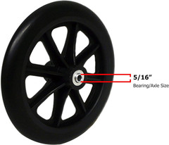 8″ X 1″ Heavy Duty Front Wheelchair Wheel (Each), 5/16″ (8 Mm) Bearing, 2-3/8″ (