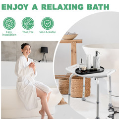 Shower Chair Seat 300lb Bath Stool Padded Height Adjustable Bathtub Seat Bench
