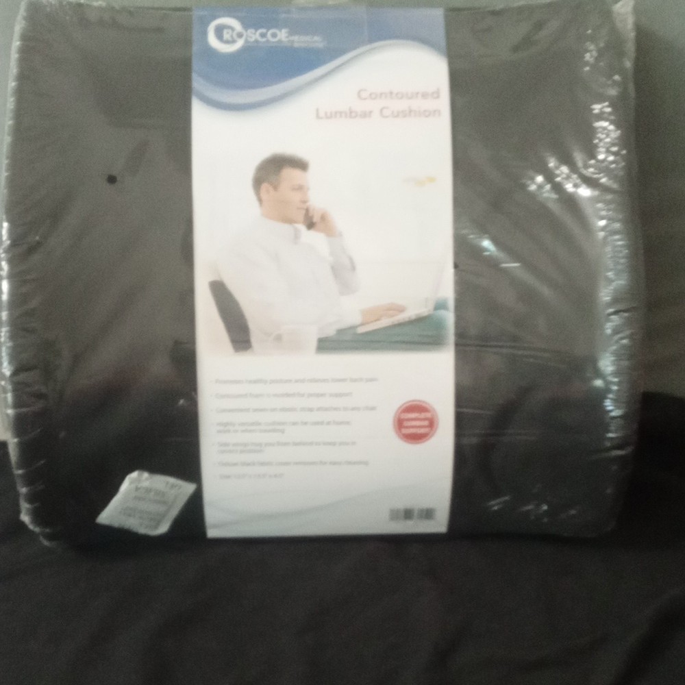 Roscoe Contoured Lumbar Cushion Ergonomic Contoured Removable Cover Black