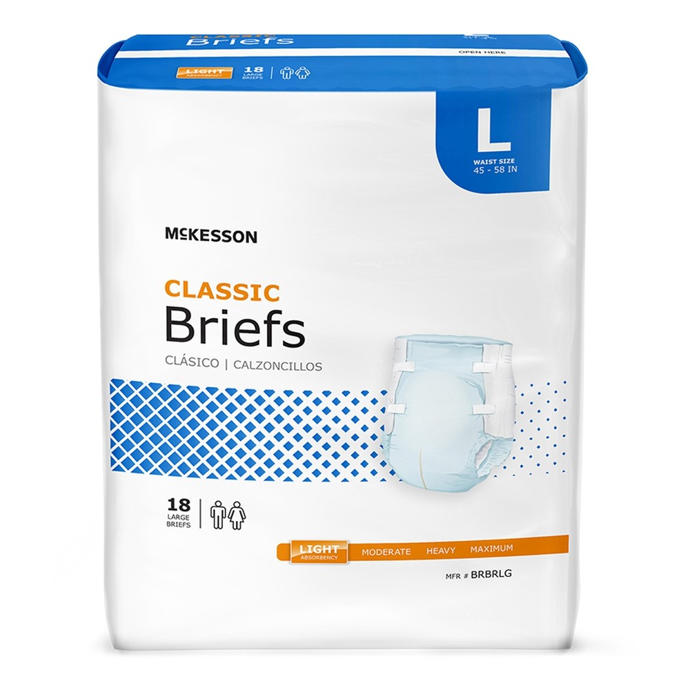 72 McKesson Adult Disposable Diaper Briefs Underwear L Tab Closure Cloth-Like