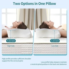 Cervical Neck Pillow Cooling Memory Foam – Orthopedic Contour Support for Side S