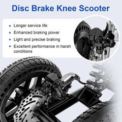 BlessReach WB-2208-T All Terrain Knee Walker Scooter Black 300lb Disc Brake
