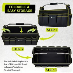 20in Foldable Open Top Tool Bags For Men Heavy Duty, Tool Carrier hard With H…