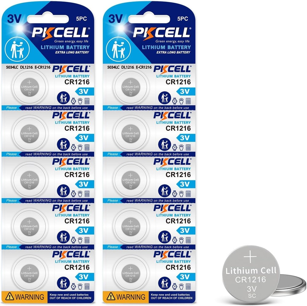 PKCELL 10 Pack CR1216 Watch Battery 3V Lithium 10 Count (Pack of 1)