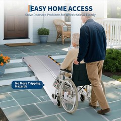 2/3/4/5/6/7/8 FT Folding Aluminum Wheelchair Ramp Mobility Ramp 600 lbs Non-Slip