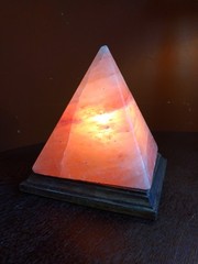 handcarved Himalayan salt pyramid lamp used still works just fine