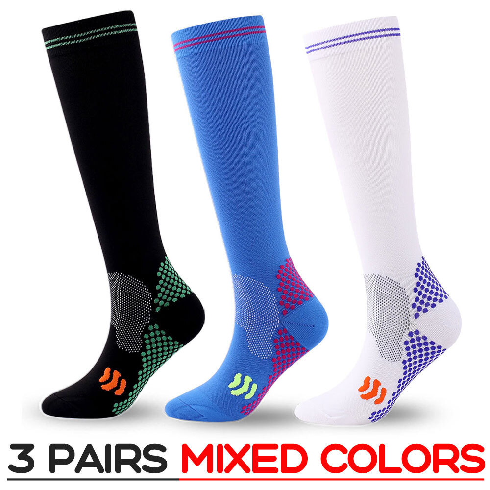 3Pair Compression Socks Leg Orthopedic Support Hose Support Stockings Knee High