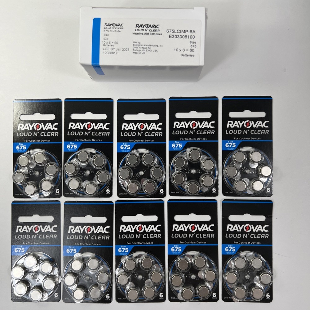 Rayovac Loud N Clear 675 Batteries For Cochlear Devices Lot 10 Packs Exp 01-2028