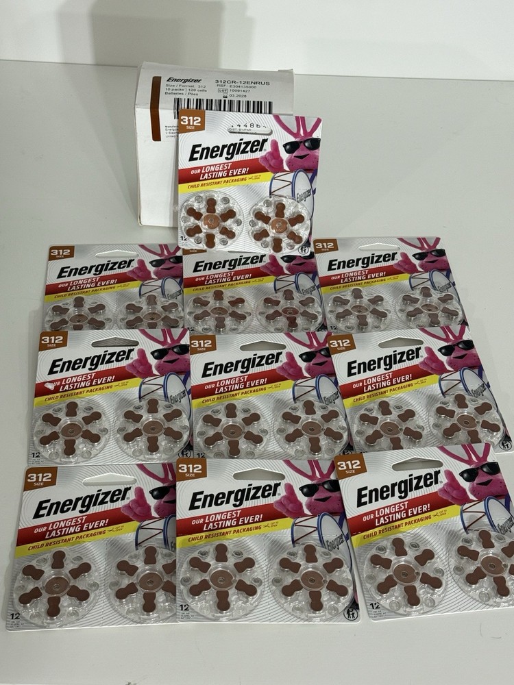 Energizer Hearing Aid Battery Size 312 10 Packs 120 Batteries 312CR-12ENRUS