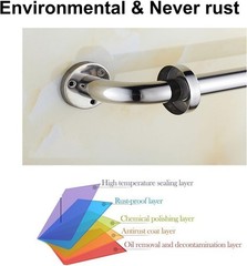 Versatile 12 Inch Grab Bar for Bathroom & Kitchen, Self-Adhesive Hook Included