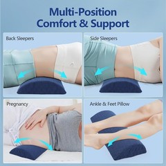 Lumbar Support Pillow Memory Foam Large 3.15×23.6 Inches Back Lower Pain Relief