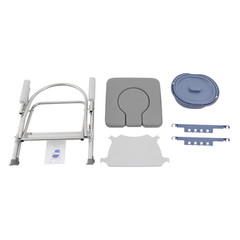 150kg/330.69 lbs Foldable Toilet Chair w/ Padded Seat Plate and Toilet Bucket