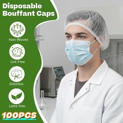 100 Pcs Polypropylene Bouffant Caps,21″/24″ Disposable NonWoven Hair Nets,Non…