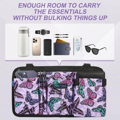 ZHCHG Wheelchair Side Bag with Cup Holder, Purple Butterfly