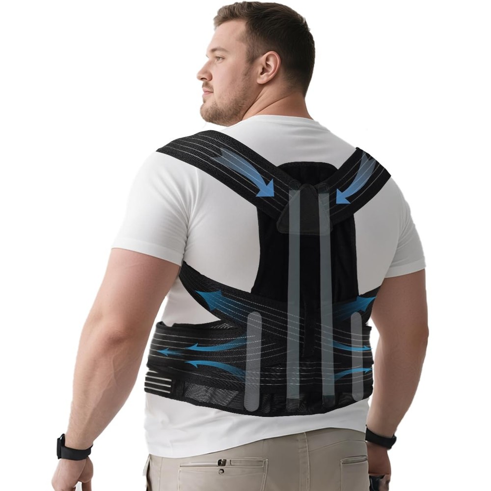 Plus Size Posture Corrector for Women & Men, Adjustable Back XXX-Large, Black