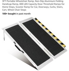 Portable Wheelchair Ramp 2FT, Non-Slip Aluminum Folding Handicap Ramp, 800lb cap