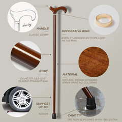 Handmade Wooden Walking Cane for Men and Women Ergonomic Wood Cane