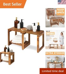 Customizable 29-Inch Shower Bench in Acacia Wood – Easy Assembly and Elegance