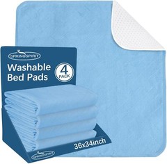 Incontinence Bed Pads Waterproof Washable Reusable Pads 34″x36″/52″/76″ 4 Pack