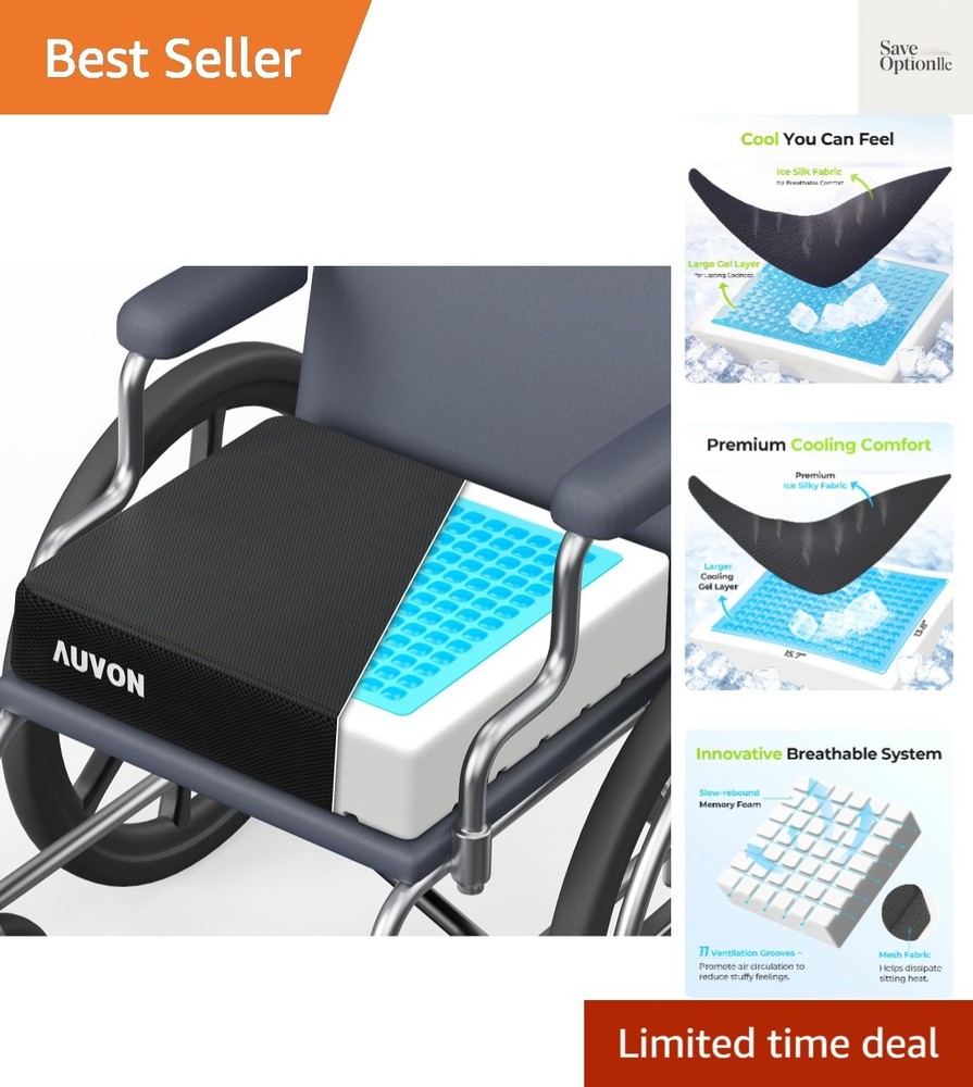 Cooling Gel Seat Cushion for Long Sitting without Stuffiness, Memory Foam Whe…