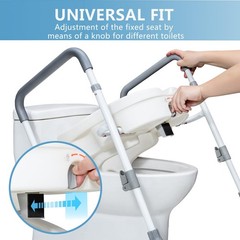 WeHwupe Raised Toilet Seat with Handles for Elderly – Regular, White