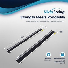 Silver Spring Wheelchair Telescoping Track Ramp 5 Foot Adjustable 600 lb capacit