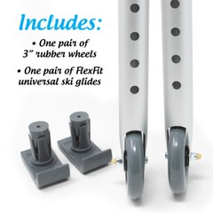 Top Glides 3 Inch Walker Wheels with Universal FlexFit Ski Glides