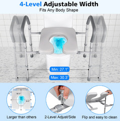 TESOBI Raised Toilet Seat with Bucket, Width & Height Adjustable