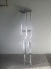 Adjustable Aluminum Standard Crutches for Adults Underarm Pad Silver Gray Pair