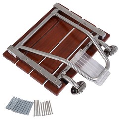 New Folding Bath Seat Bench Shower Chair Wall Mount Solid Wood Construction