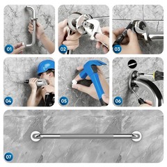 2 Pack Stainless Steel 16″ Shower Grab Bar Bathroom Handicap Handle for Seniors