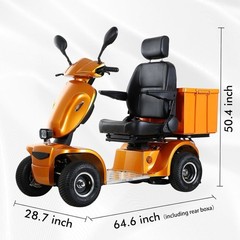 4 Wheels Heavy Duty Mobility Scooter 31 Miles 3-Speed 48V 1000W 500lbs Orange