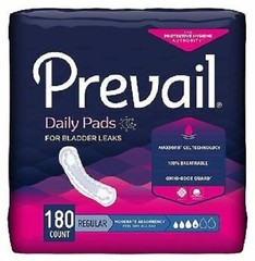 Prevail Incontinence Pads for Women’s Bladder Leaks, 9 Packages, 180 Count Total