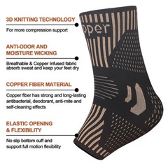 Copper Ankle Support Brace Compression Sleeve Socks Elastic Foot Pain Relief
